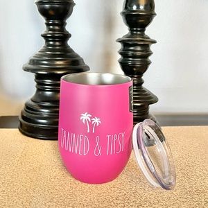 NWT Rae Dunn TANNED & TIPSY Insulated Stainless Steel Tumbler